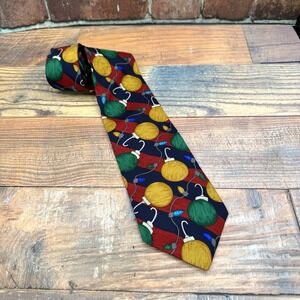 Save The Children Collection Bright Lights Baubles Men's Silk Christmas Tie USA‎